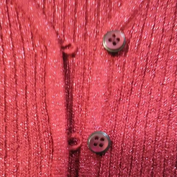 Cardigan, Red with Metallic Threads - Picture 6 of 9